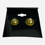 Vintage Damascene Toledo Spain Bird Floral Oval Stud Earrings Gold Inlay EXC