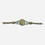 Vintage Silver Tone Faux Turquoise Cabochon Link Bracelet Women's VG