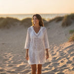 Bally Total Fitness White Hooded Burnout Tunic Cover Up Dress Women's M VG