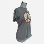 Vintage 90s Walt Disney Disneyland Peace Logo T-Shirt L Women's Grey Cotton NWT