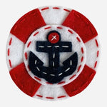 Felt Life Preserver Anchor Applique Patch Nautical Red White Navy New Handmade