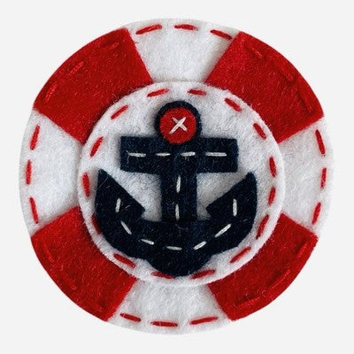 Felt Life Preserver Anchor Applique Patch Nautical Red White Navy New Handmade