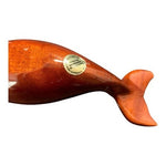 Hand-Carved Wooden Whale Sculpture Barbados Mahogany Polished Figurine 5.5"