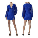 $169 Bardot Women's Blue Lily Long Sleeve V-neck Lace Dress Size 10/M-L NWOT