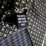 Bocara Silk Geometric Square Pattern Handmade Zipped Necktie 3.75" Mens New