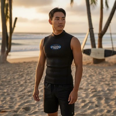 Men's Black Quantum Stretch Neoprene Wetsuit Vest XXL Sleeveless Good Plus
