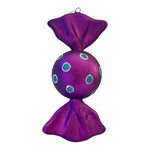 Large Purple Polkadot Wrapped Candy Ornament 6" Plastic Christmas Decor