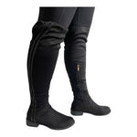 Women’s Black Over The Knee Boots Faux Suede Thigh High Low Heel Shoes Size 6