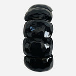 Large Black Glossy Chunky Resin Stretch Wide Bangle Bracelet One Size