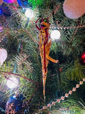 Oversized Gold Glass Cone Teardrop Christmas Ornament Collectible 8 Inch