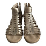 Earth Camellia Marconi Platinum Metallic Leather Gladiator Sandals 8M