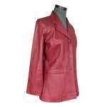 Preston York Red Lambskin Leather Jacket Button Front Trench Coat Women’s PM