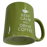Keep Calm and Drink Coffee Green Ceramic Coffee Mug Novelty 4.5 in VG