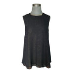Rachel Rachel Roy Black Sleeveless Trapeze Blouse Top Metallic Chain Neck L