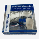 Malmsten Original Swedish Goggles Jewel Collection Sapphire Blue Mirror FINA NIB