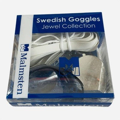 Malmsten Original Swedish Goggles Jewel Collection Sapphire Blue Mirror FINA NIB