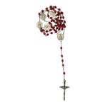 Pope John Paul II Vatican Rosary Red Crystal Beads Miraculous Medal NIB Italy