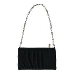 La Regale Black Beaded Purse Silver Chain Strap Evening Clutch Bag