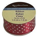 Recollections Red Polka Dot Grosgrain Ribbon 5/8in x 5ft Embellishments NIP