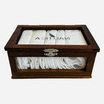 Nautica Wooden Keepsake Box with 6 White Men’s Fine Cotton Handkerchiefs NIB