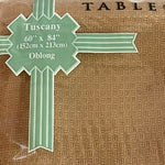 Vintage Furio Home Tuscany Oblong Gold Tablecloth 60x84 Polyester Rectangular