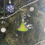 Pair Merry Market Snowflake Teardrop Ornaments Green Pink Christmas Decor