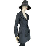 Split Personality Matthew Hekmatniaz Belted Cotton Trench Coat Dark Grey Sz L VG
