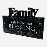 Family Life's Greatest Blessing Wooden Tabletop Sign Home Decor 7x3.25" VG