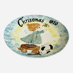 Vintage 1970 Christmas Collector Plate Hand Painted Angel Dog Signed Adriene 10"