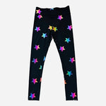 TEREZ Women Black Foiled Star Print UpLift Leggings Sz S High Rise Compression
