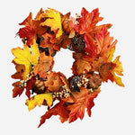 17" Lighted Fall Wreath for Front Door, Autumn Maple Leaf Pumpkin Berry VG