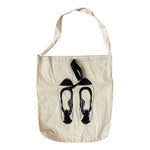 Bag All Ballet Flats Canvas Tote Bag Off White Black Print Bow Handbag