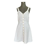 LOFT Sweetheart Button Front Flare Dress White Linen Blend Dress Size 2 NWT
