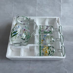 Home Essentials Botanical Hand Painted Glass Pitcher & Goblets Ice Tea Set 4pc