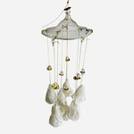 Vintage HandCrafted Glass Bell Wind Chime Mobile Suncatcher Gold Beaded Ornament