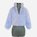 Art Class Faux Fur Jacket Cropped Zip Up Coat Womens M Lilac Purple Excellent