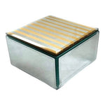 Jewelry Box Gold Glitter Stripe Mirrored Keepsake Box Velvet Lined Storage Chest