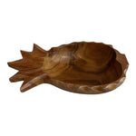 Large Decorative Wooden Pineapple-Shaped Bowl Serving Bowl 16"x9"x4" VG