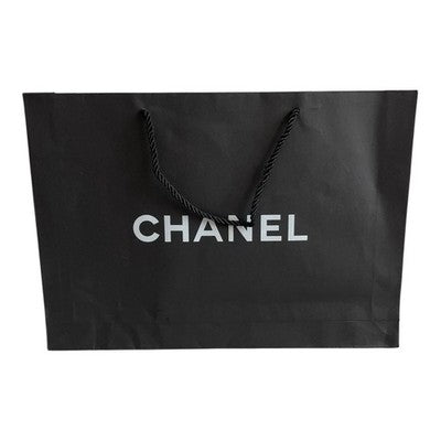 CHANEL Black Paper Shopping Bag Reusable Storage Gift Bag 14.5"x2.5"x10.5"