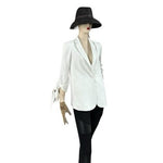 Anthropologie Cartonnier White Blazer Women’s Size 0 Tied Sleeve Button Front VG