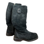 Women’s Black Suede Leather Zip Side Boots Low Platform EU37 Fits US 6 Shearling