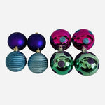 Shatterproof Ball Christmas Ornaments Set of 8 Pink Teal Purple Glitter G