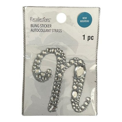 Recollections Bling Sticker Letter N Rhinestone Monogram Initial New 2.25 in