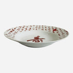 Chinese Calligraphy Shou Porcelain Pasta Soup Bowl Set of 7 White Red 8.5" EXC