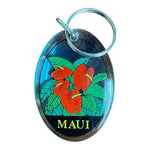 Maui Hawaiian Islands Souvenir Keychain Double Sided Red Anthurium Acrylic New