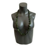 Vintage Inspired Dark Green Beaded Long Necklace 37" Very Good Condition
