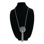 Silver Tone Rope Chain Necklace 30" Tassel Pendant Fashion Costume Jewelry