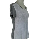 Vince Camuto Womens Size S Faux Suede Front Colorblock Top Grey G