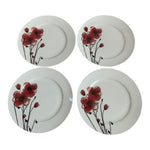 CIRCA Poppy Silhouette Salad Plates Set of 6 Red Floral 8” White Porcelain Plate