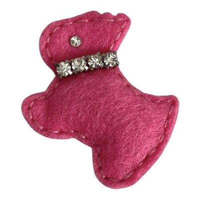 Felt Scottie Dog Rhinestone Padded Patch Applique Pink Craft New 1 Pc Handmade